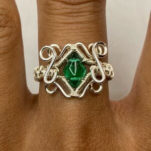 Artisan Silver and Green Wire Ring